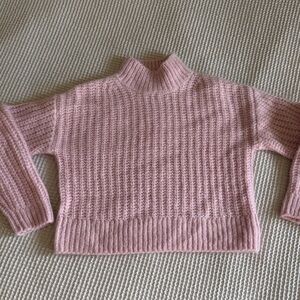 & other stories pink mock neck cable knit sweater